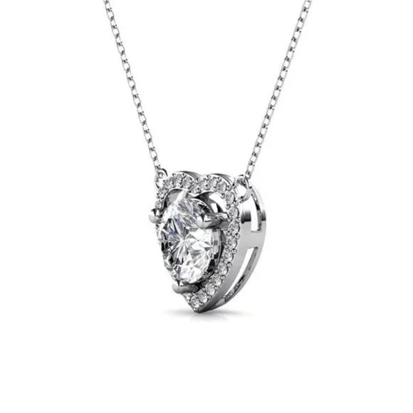 Certified 1ct. t.w.  Moissanite Diamond Heart Necklace NEW - Picture 6 of 13